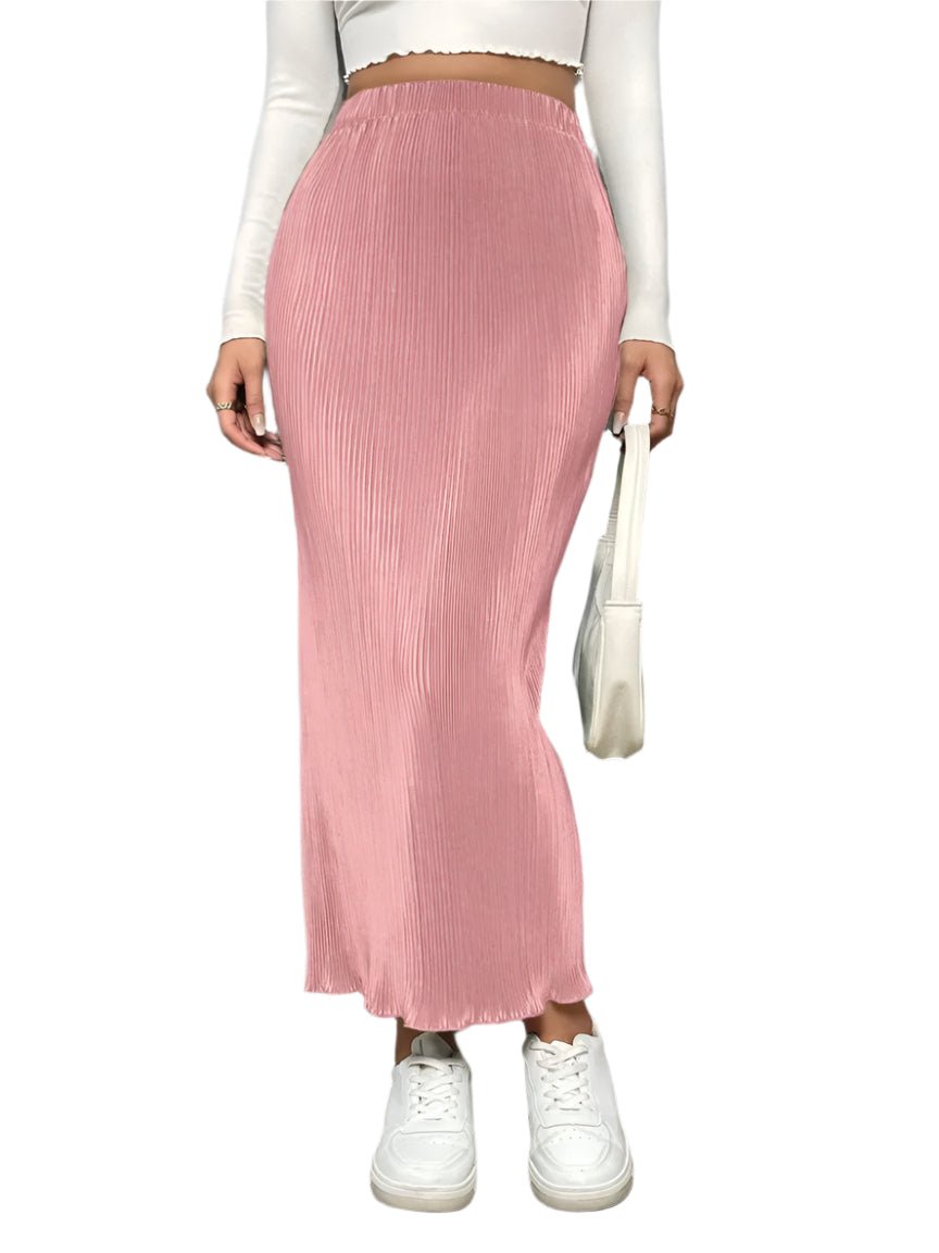 Elegant Pleated Velvet Maxi Skirt – Stylish & Comfortable