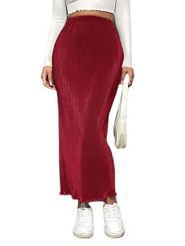 Elegant Pleated Velvet Maxi Skirt – Stylish & Comfortable
