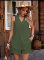 Summer Lounge Set | Tank Top & Shorts Two-Piece Outfit