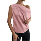 Satin Off-Shoulder Asymmetrical Blouse – Elegant & Stylish
