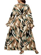 Chic Abstract Print Maxi Dress with Waist Tie – Vibrant & Elegant Flowy Style