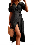 Flattering Side Knot Wrap Elegant Dress