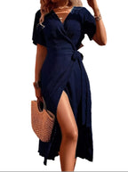 Flattering Side Knot Wrap Elegant Dress