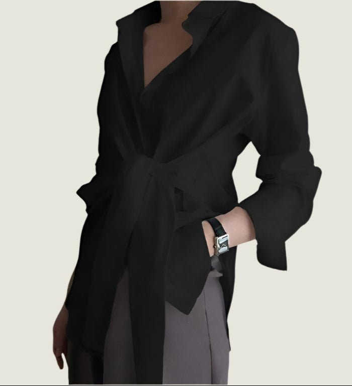 Effortless Style Tie-Waist Shirt Blouse