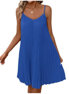 Elegant Pleated Swing Dress – Spaghetti Strap Flowy Mini