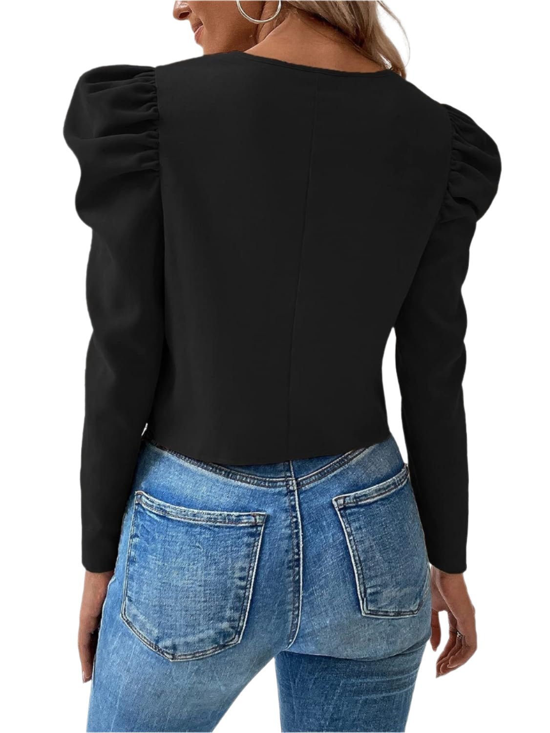 Puff Sleeve Zip-Up Jacket – Chic & Modern