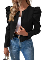 Puff Sleeve Zip-Up Jacket – Chic & Modern