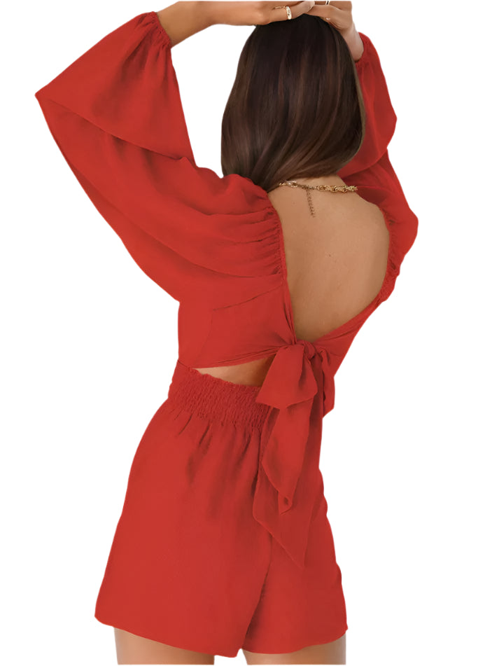 Smocked Waist Cut-Out Romper