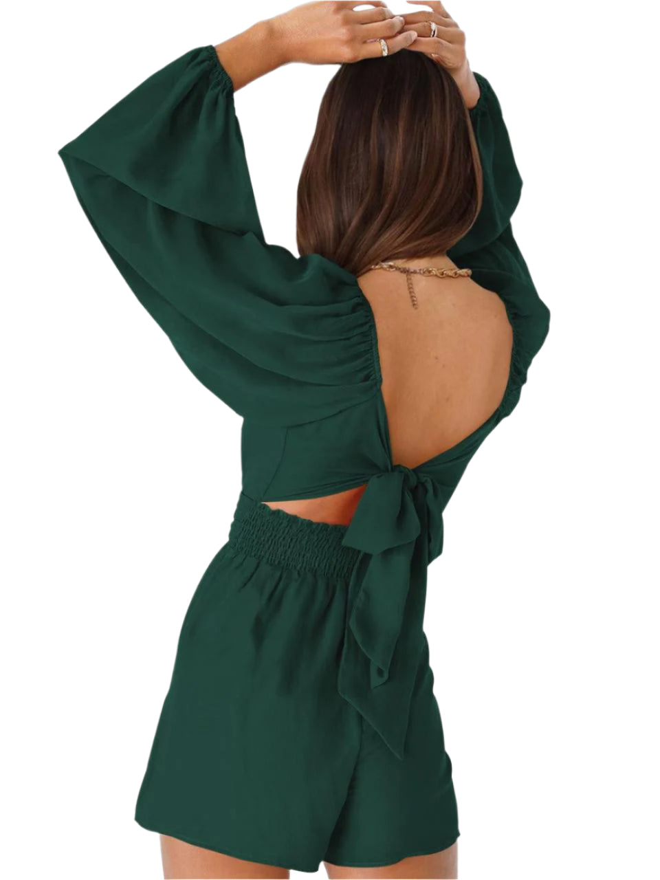 Smocked Waist Cut-Out Romper