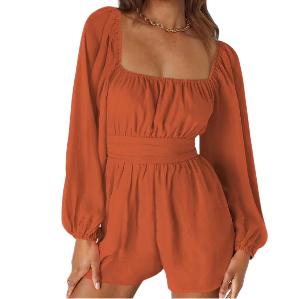 Smocked Waist Cut-Out Romper