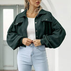 Cropped Thin Jacket Coat Corduroy Jacket