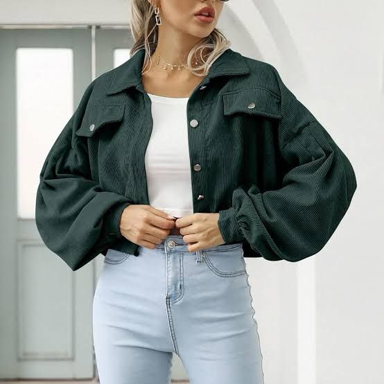 Cropped Thin Jacket Coat Corduroy Jacket