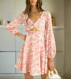Floral Cutout Mini Dress - Chic & Feminine Look