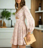Floral Cutout Mini Dress - Chic & Feminine Look