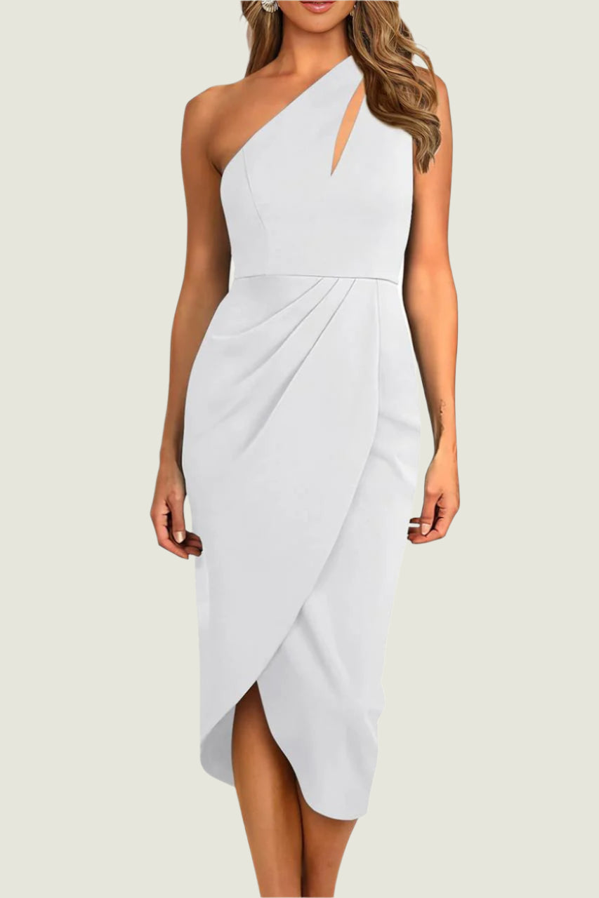 Elegant Cutout Side Split One-Shoulder Bodycon Dress - Sleek & Stylish