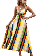 Striped Halter Maxi Dress