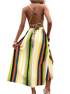 Striped Halter Maxi Dress