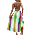 Striped Halter Maxi Dress