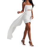 Glamorous in White  Asymmetrical Cutout Dress