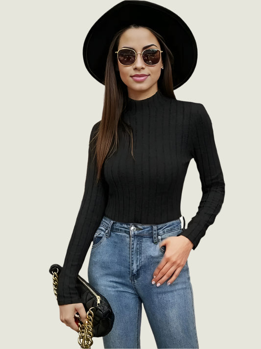 Elegant Ribbed Turtleneck Top
