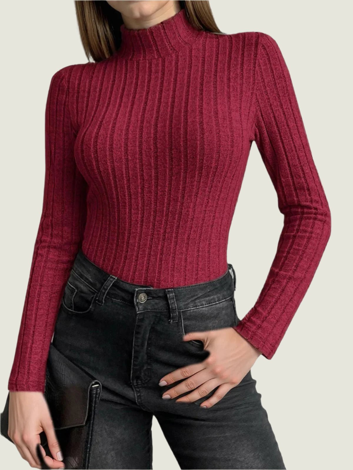 Elegant Ribbed Turtleneck Top