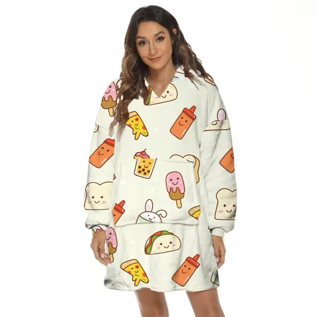 Oversized Hoodie Flannel Sleepwear