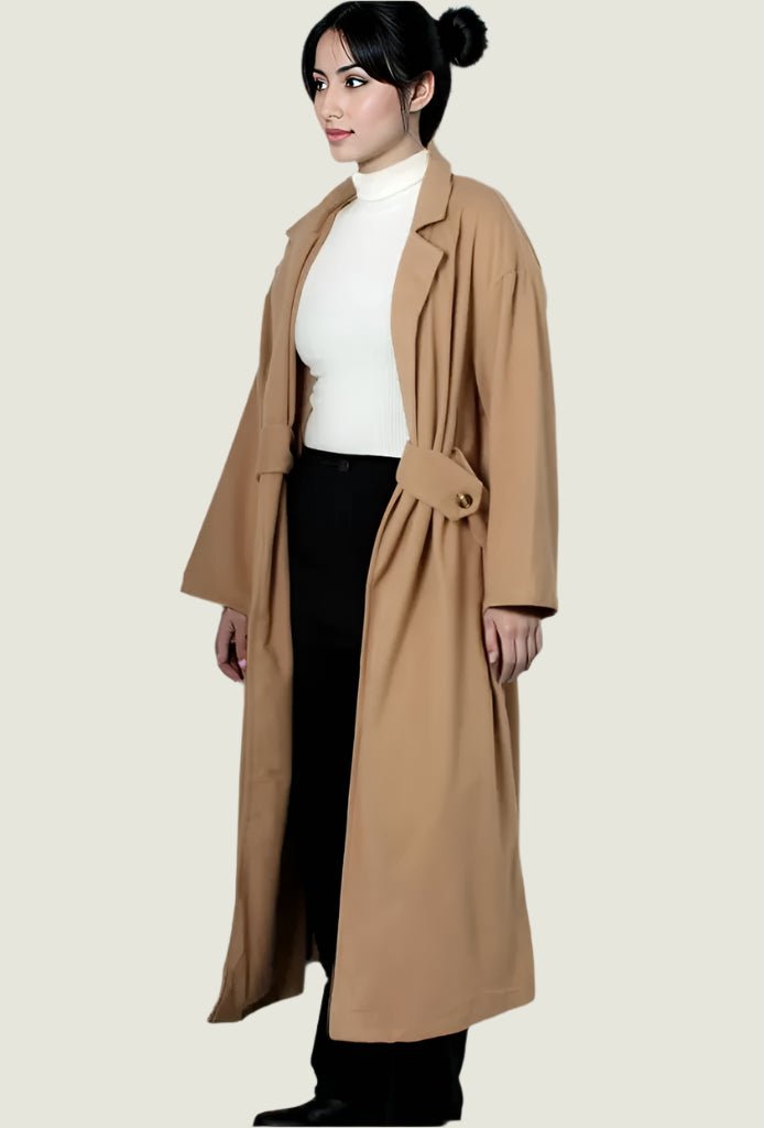 Long Belted Overcoat – Women’s Elegant Winter Coat