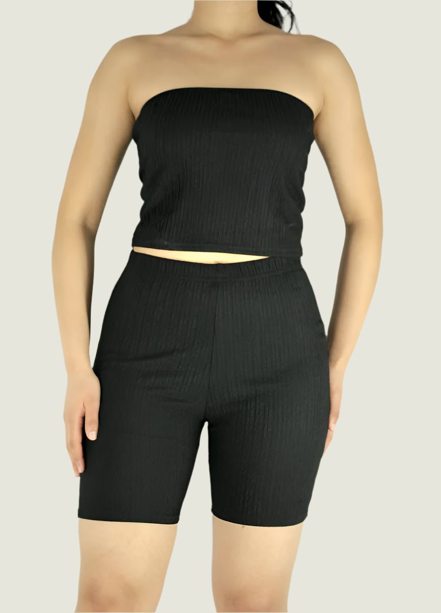 Tube Top and Short Leggings 2PC Set - Perfect for Casual & Active Wear