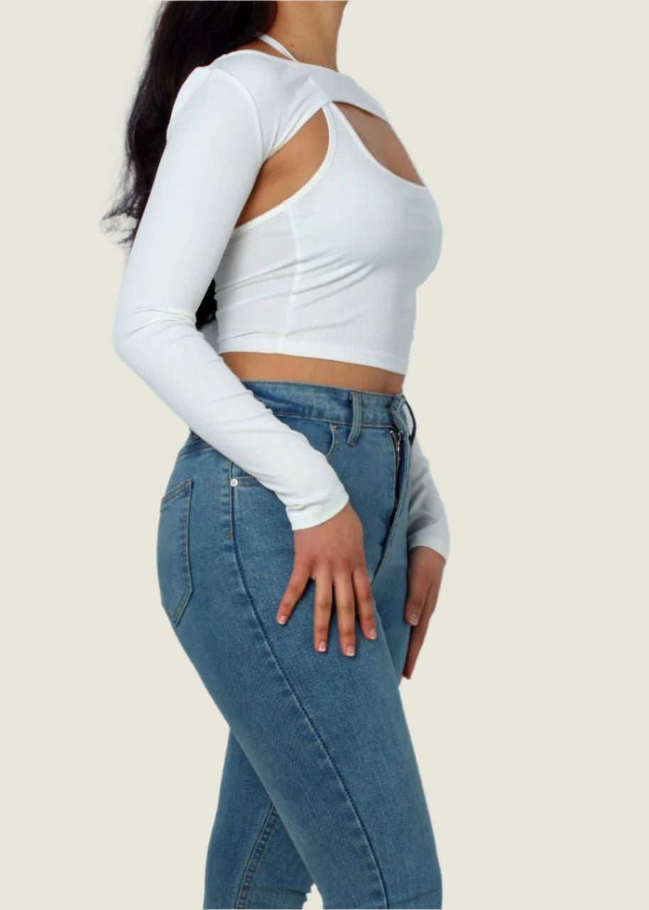Y2K Solid Crop Top With Cami Top 2pc