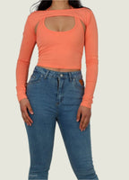 Y2K Solid Crop Top With Cami Top 2pc