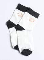 Cute Black & White Smiley Quarter Socks 3 Pairs