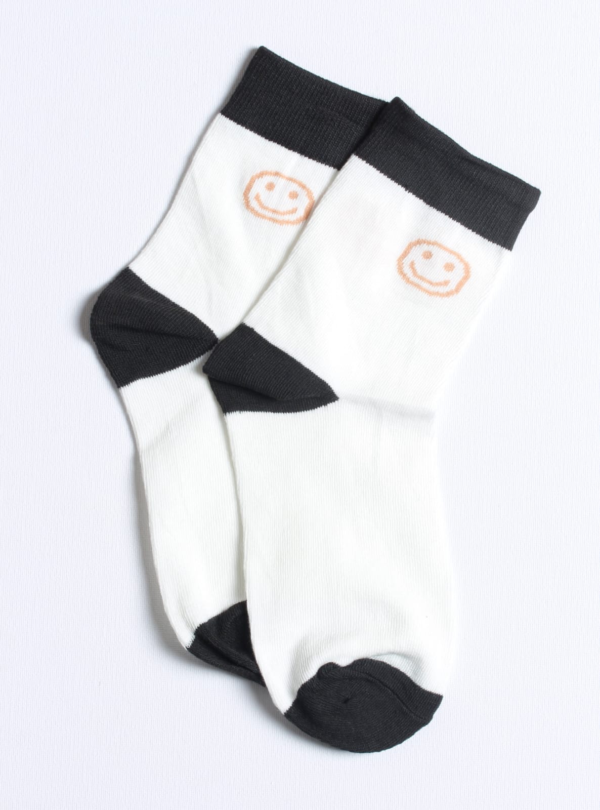 Cute Black & White Smiley Quarter Socks 3 Pairs