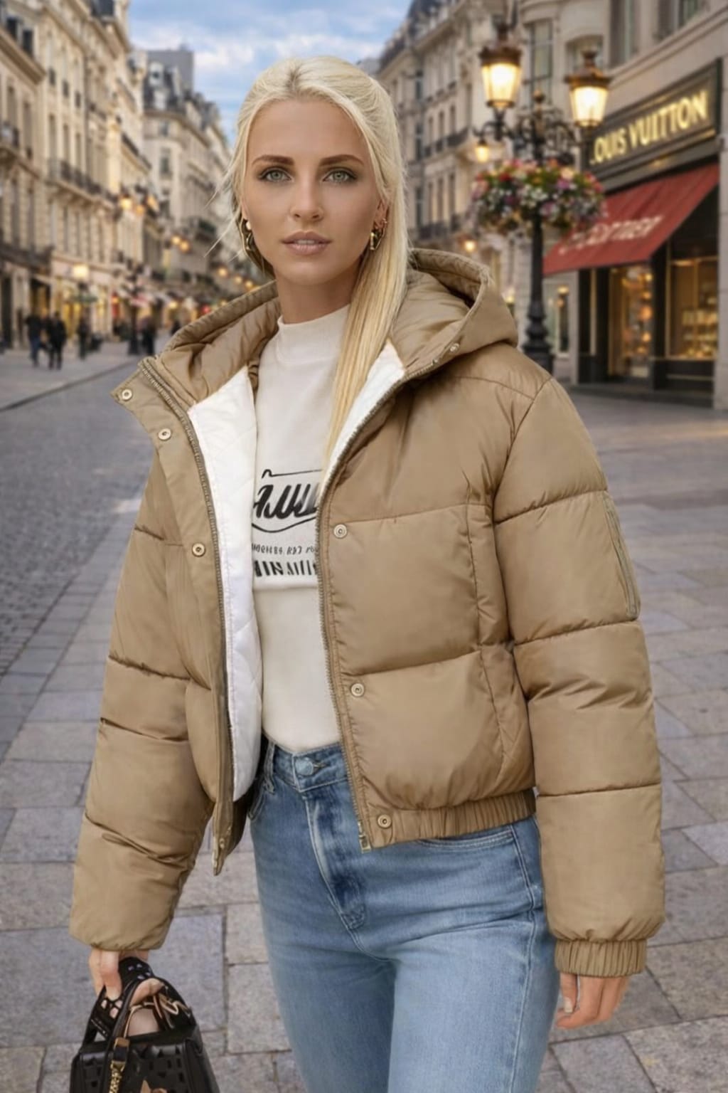 Women’s Hooded Cropped Puffer Jacket