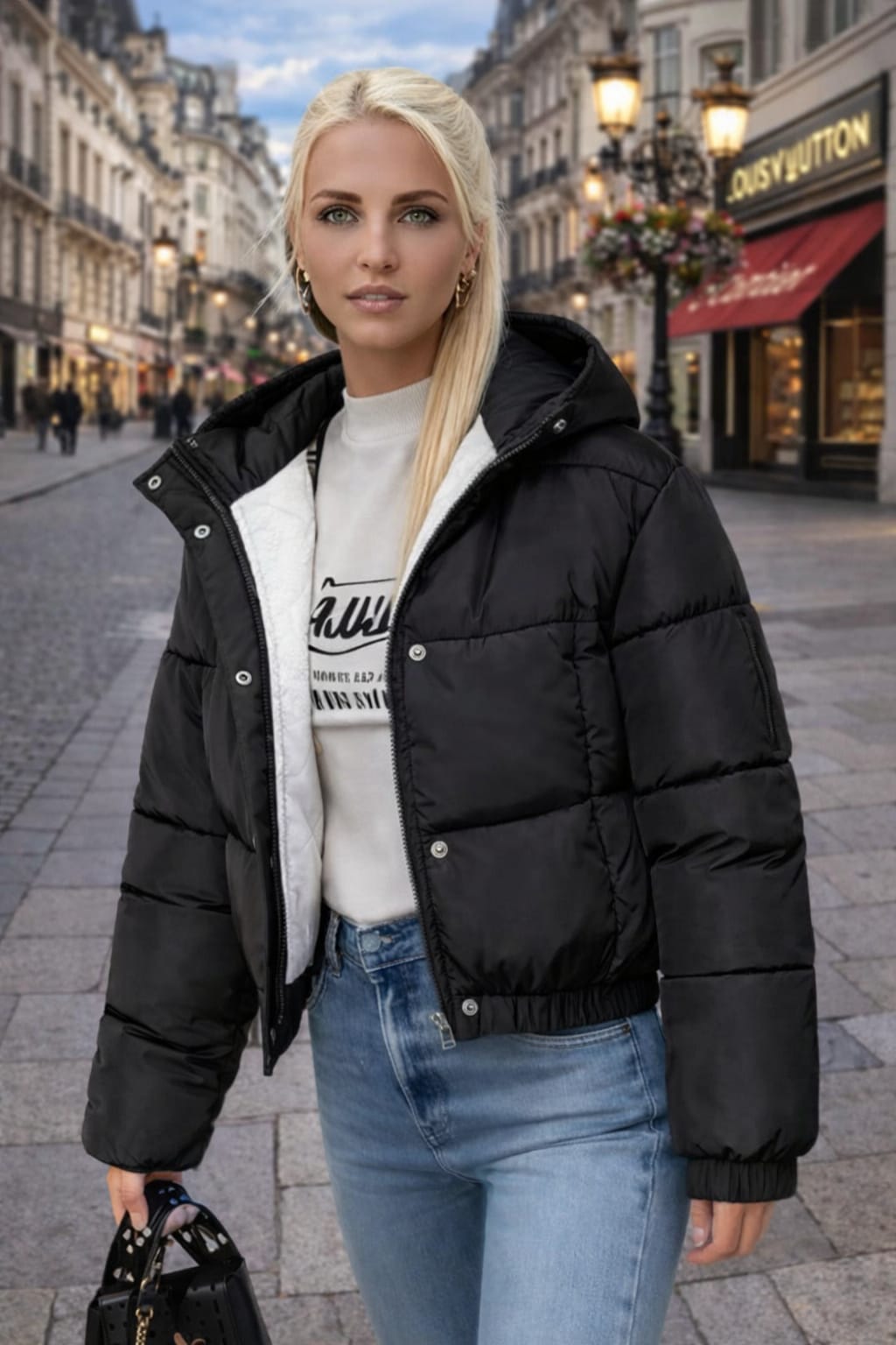 Women’s Hooded Cropped Puffer Jacket