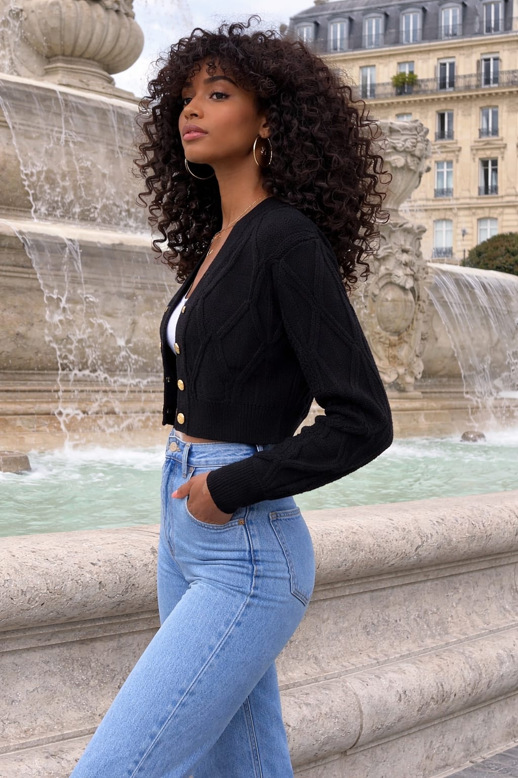 Women’s Knit Button Cardigan – Cropped V-Neck Casual Sweater