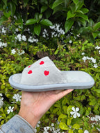Heart Pattern Plush Slippers – Soft Cushioned Indoor Shoes