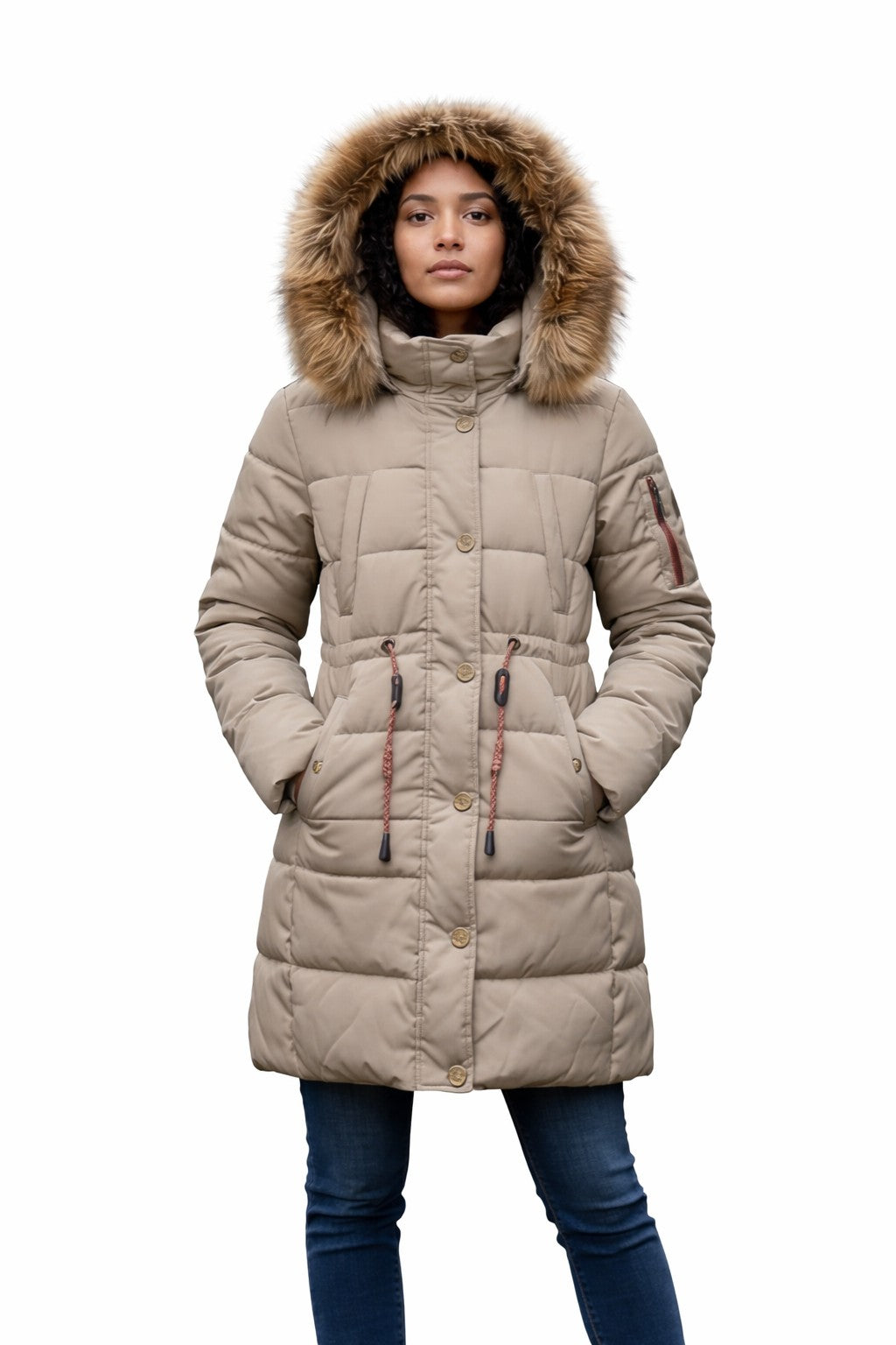 Fur Hooded Long Puffer Coat – Winter Warm Quilted Jacket