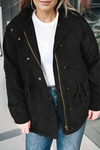 Corduroy Hooded Jacket – Warm Drawstring Casual Winter Coat