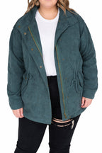 Corduroy Hooded Jacket – Warm Drawstring Casual Winter Coat