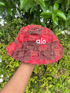 Textured Plaid Bucket Hat with Drawstring