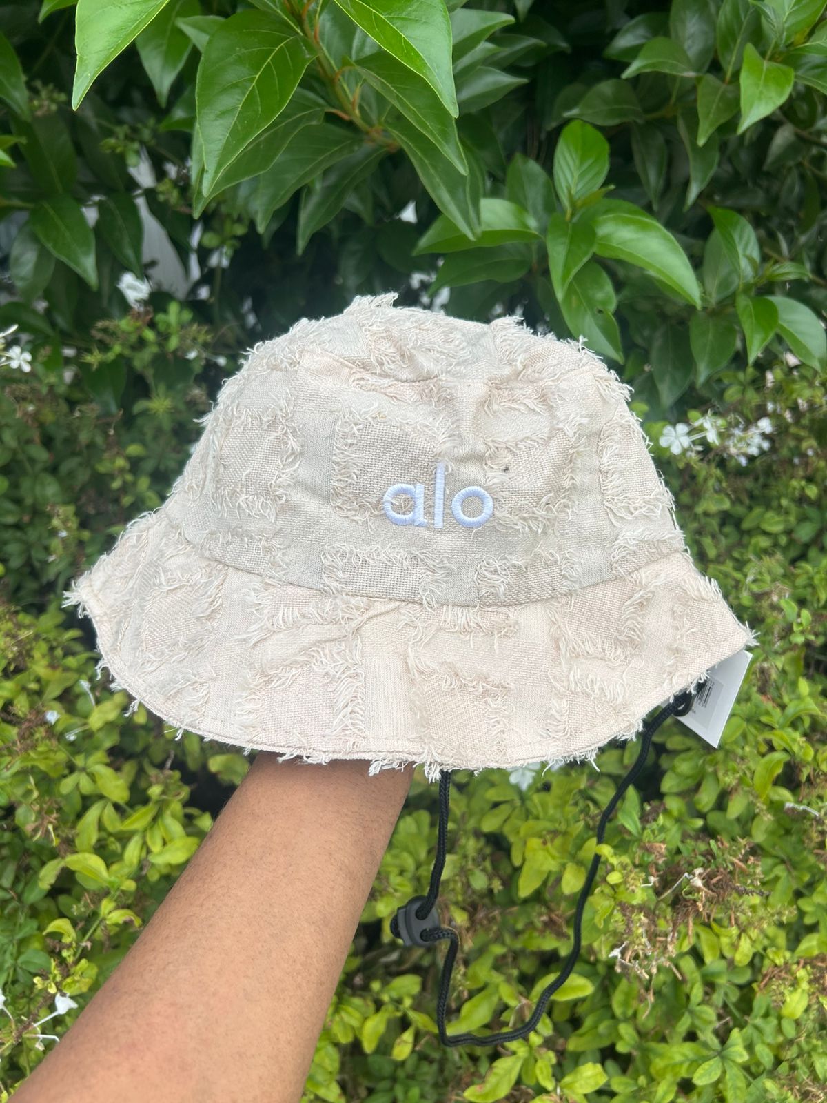 Textured Plaid Bucket Hat with Drawstring