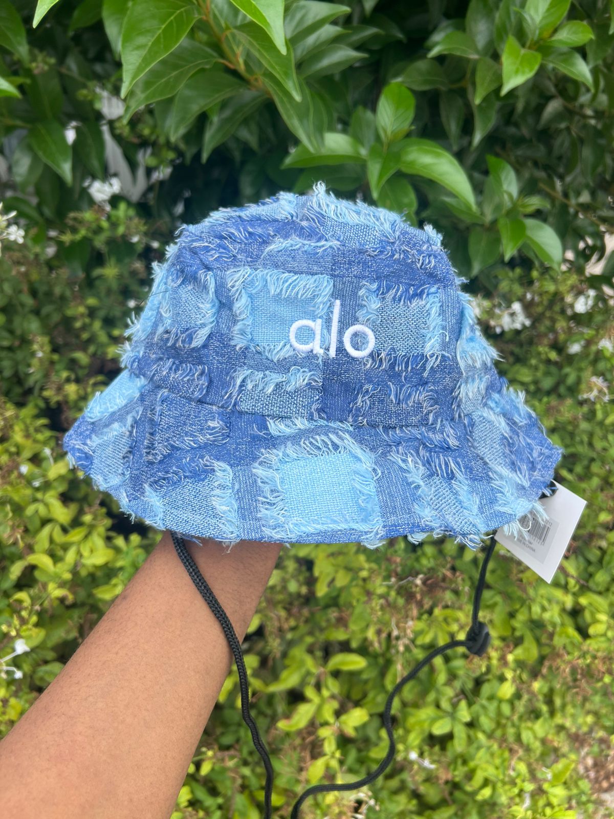 Textured Plaid Bucket Hat with Drawstring