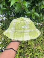 Textured Plaid Bucket Hat with Drawstring