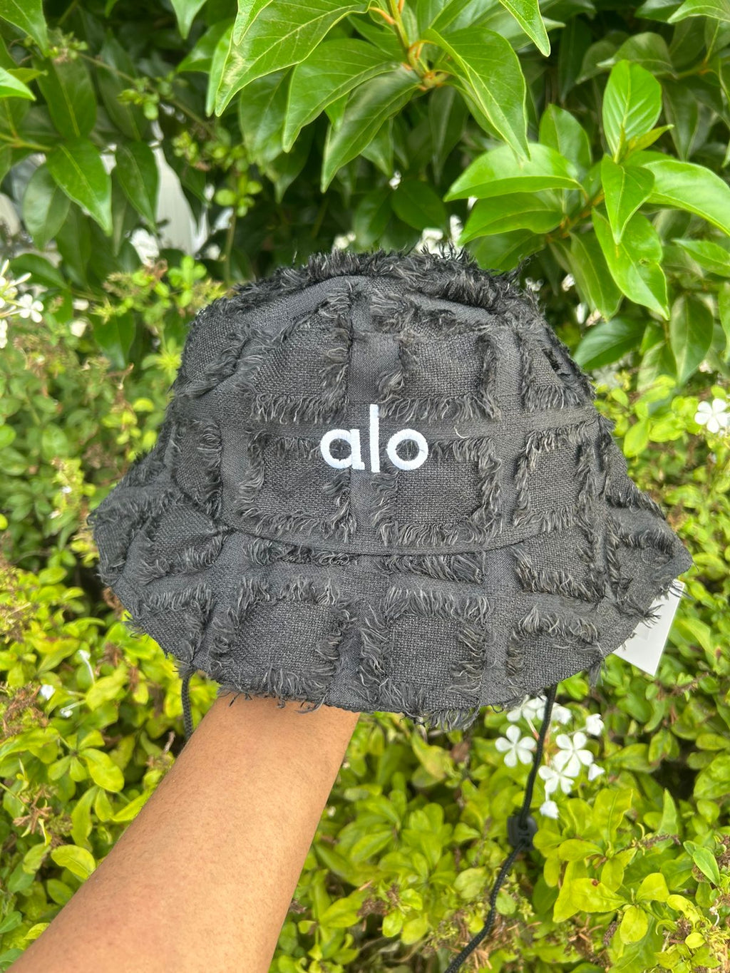 Textured Plaid Bucket Hat with Drawstring