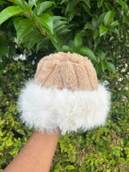 Fluffy Faux Fur Winter Hat with Soft Knit Crown