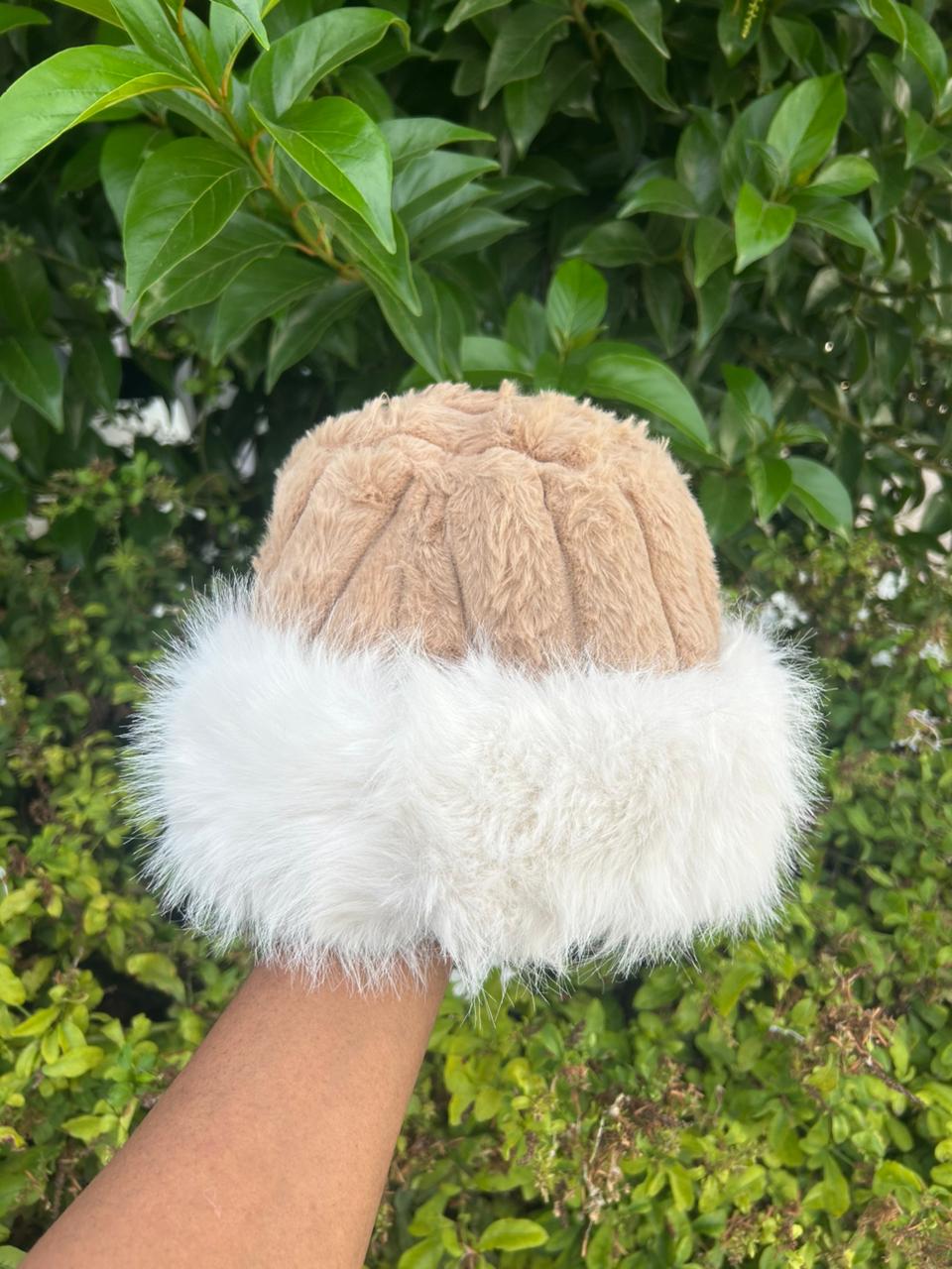 Fluffy Faux Fur Winter Hat with Soft Knit Crown