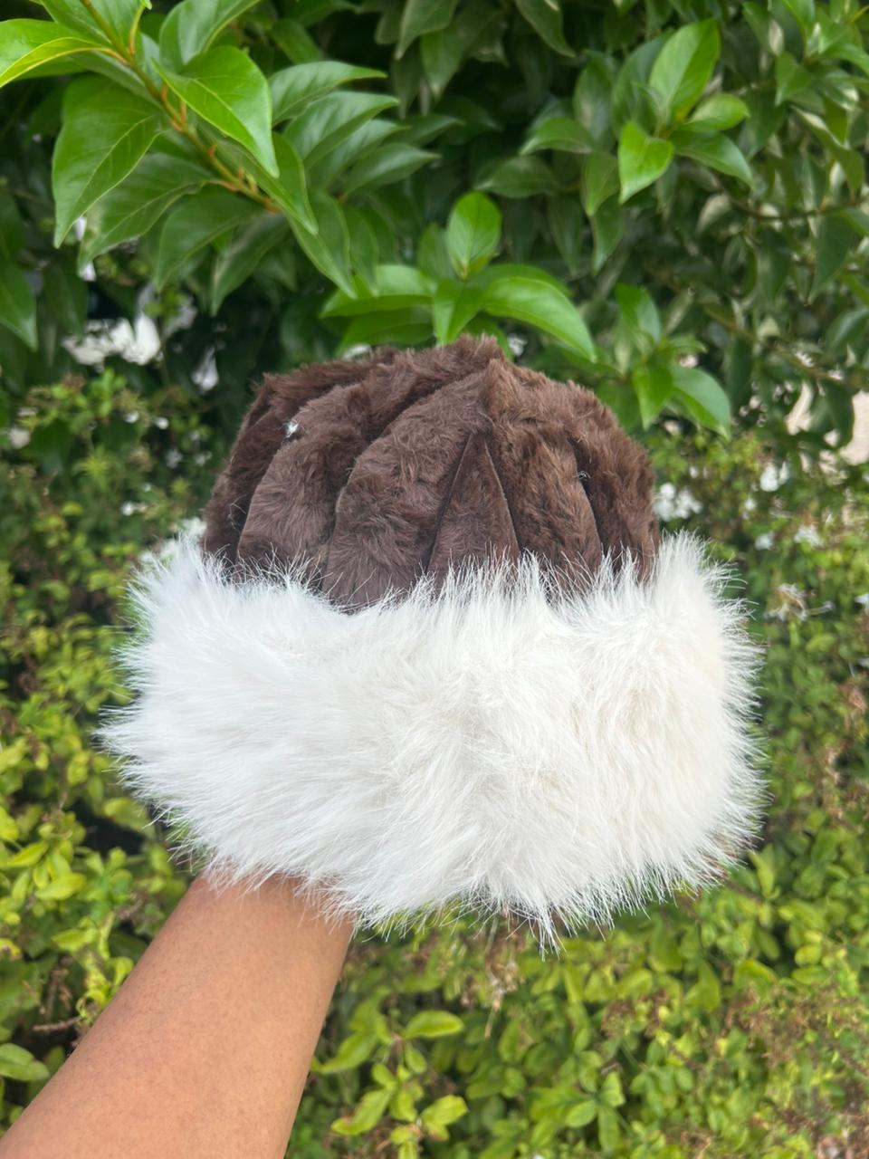 Fluffy Faux Fur Winter Hat with Soft Knit Crown