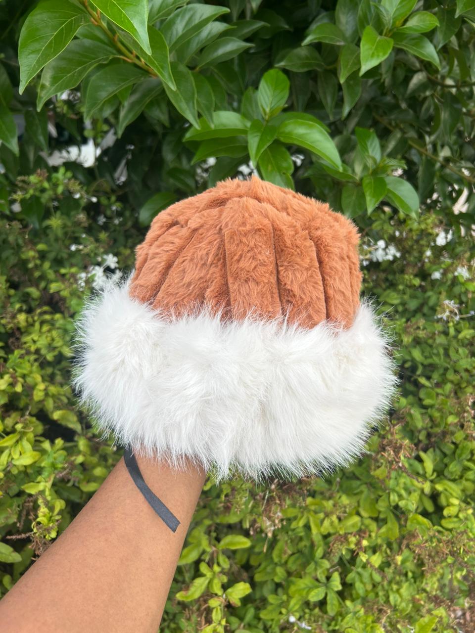 Fluffy Faux Fur Winter Hat with Soft Knit Crown