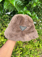 Soft Plush Bucket Hat with Logo Detail