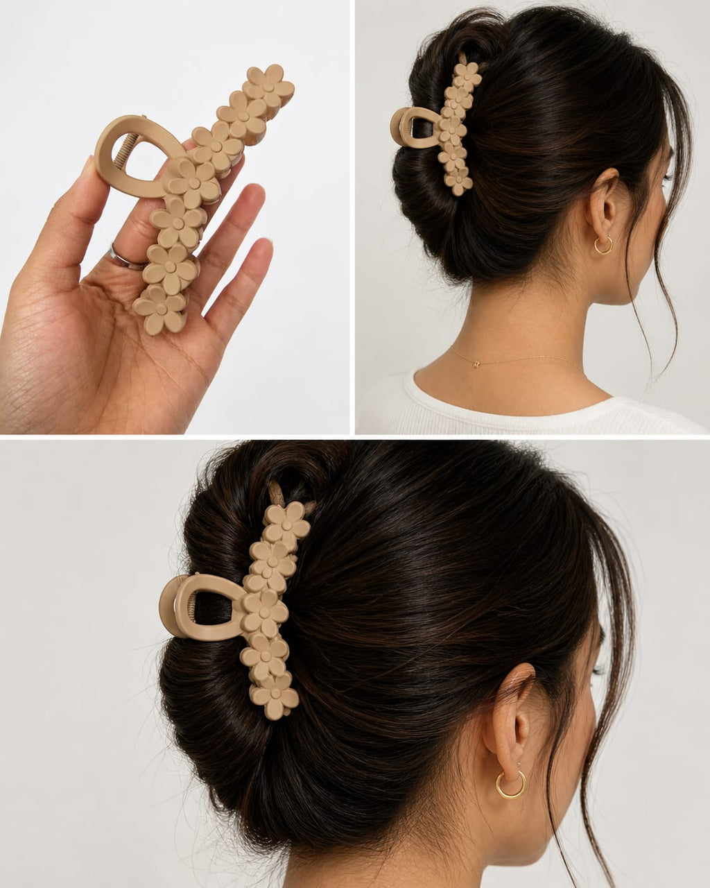 Elegant Floral Matte Hair Claw Clip